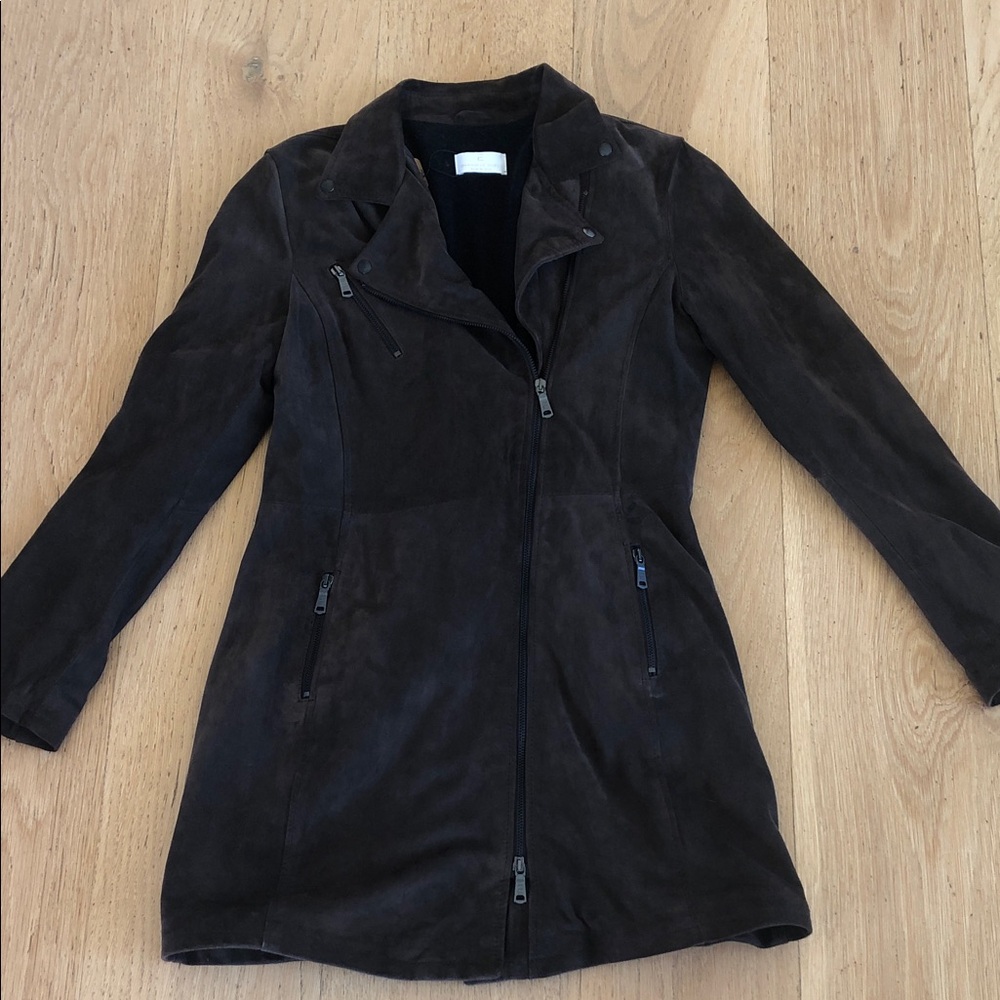 Women's Dark Brown Goatskin Suede Coat Italy Rome NWOT